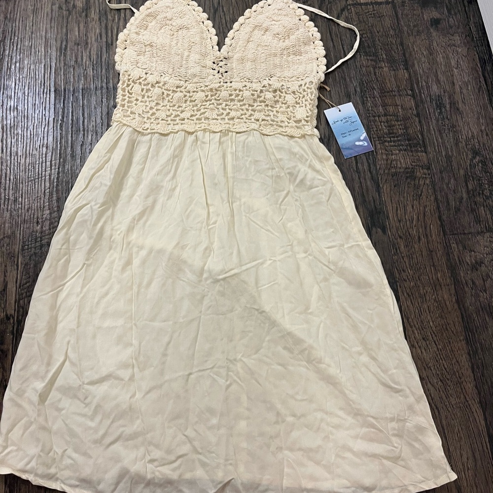 Goa Cream Crochet Bust Sundress - Spaghetti Strap Midi